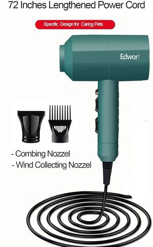 اي ون مجفف شعر الكلاب والقطط، مجفف احترافي مزدوج القوة للحيوانات الاليفة المتوسطة والصغيرة، معتمد من اللجنة الكهروتقنية الدولية ومعيار UL (اخضر داكن) in Kuwait