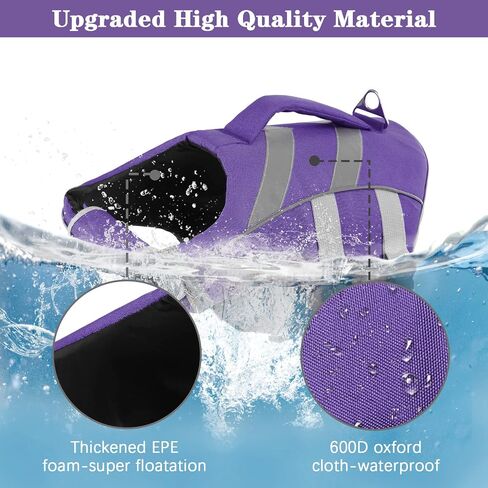 Kuoser Reflective Dog Life Jacket, Dog Life Vest for Swimming Boating in Kuwait