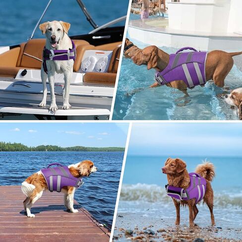 Kuoser Reflective Dog Life Jacket, Dog Life Vest for Swimming Boating in Kuwait