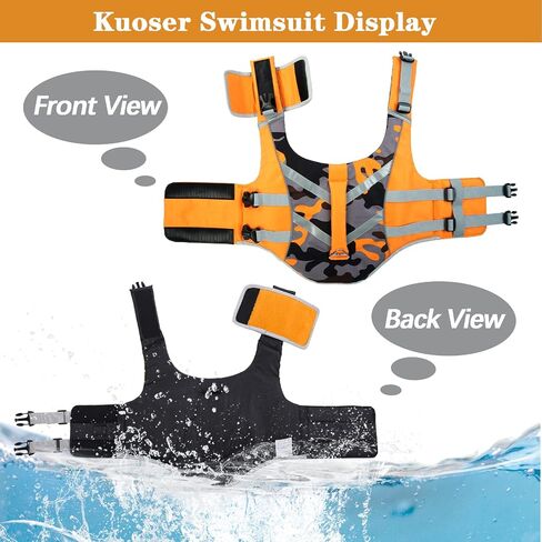 Kuoser Reflective Dog Life Jacket, Dog Life Vest for Swimming Boating in Kuwait