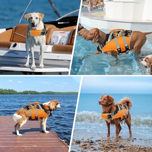Kuoser Reflective Dog Life Jacket, Dog Life Vest for Swimming Boating in Kuwait