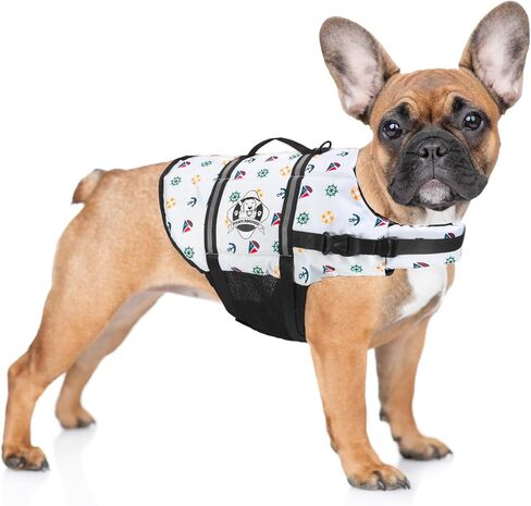 Dog Life Jacket - Swimming Vest for Dogs, Adjustable, Reflective, Comfortable, Multiple Colors, Patterns, XX-Small to Extra Large Dog Swim Vest with Handle (Red, Large) in Saudi Arabia