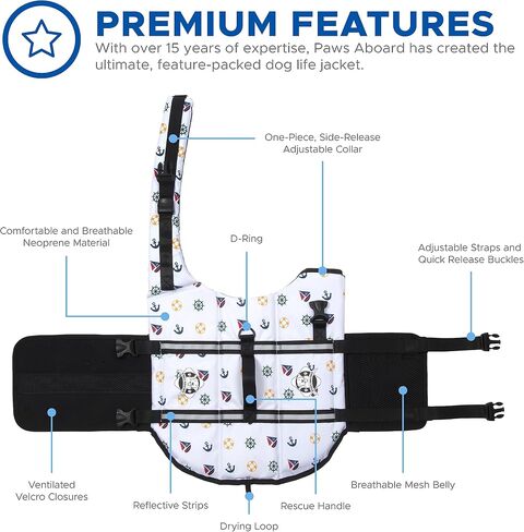 Dog Life Jacket - Swimming Vest for Dogs, Adjustable, Reflective, Comfortable, Multiple Colors, Patterns, XX-Small to Extra Large Dog Swim Vest with Handle (Red, Large) in Saudi Arabia