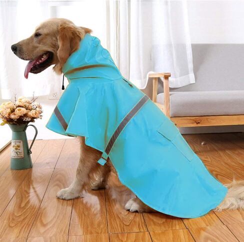 NACOCO Large Dog Raincoat Adjustable Pet Water Proof Clothes Lightweight Rain Jacket Poncho Hoodies with Strip Reflective (XL, Yellow) in Kuwait