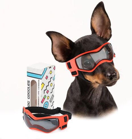 PETLESO Dog Goggles Small Breed, Dog Sunglasses for Small Breed UV Protection Eyewear for Small Dog Outdoor Riding Driving, Small Black in Saudi Arabia