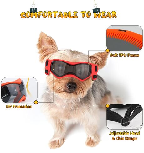 PETLESO Dog Goggles Small Breed, Dog Sunglasses for Small Breed UV Protection Eyewear for Small Dog Outdoor Riding Driving, Small Black in Saudi Arabia