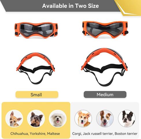 PETLESO Dog Goggles Small Breed, Dog Sunglasses for Small Breed UV Protection Eyewear for Small Dog Outdoor Riding Driving, Small Black in Saudi Arabia
