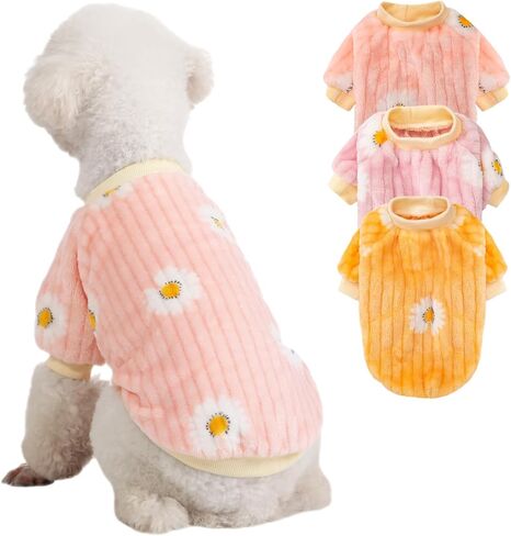 Dog Sweater, 3 Pack Dog Sweaters for Small Dogs, Dog Clothes for Small Dogs Girl Boy, Ultra Soft and Warm Puppy Sweater Dog Coat for Winter Christmas (Small, Pink+Purple+Peach) in Kuwait