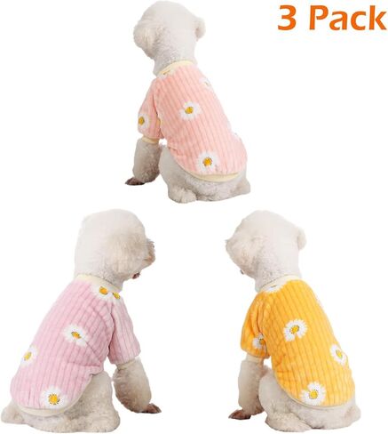 Dog Sweater, 3 Pack Dog Sweaters for Small Dogs, Dog Clothes for Small Dogs Girl Boy, Ultra Soft and Warm Puppy Sweater Dog Coat for Winter Christmas (Small, Pink+Purple+Peach) in Kuwait