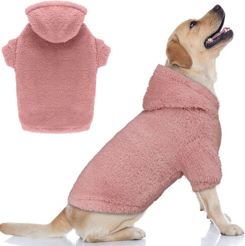 سترة بغطاء للرأس للكلاب من Fuzzy Dog، ملابس للكلاب، معاطف دافئة وناعمة للكلاب، سويت شيرت بقلنسوة من الصوف للكلاب الكبيرة، سترات للكلاب الكبيرة جدًا (رمادي-XL) in Kuwait