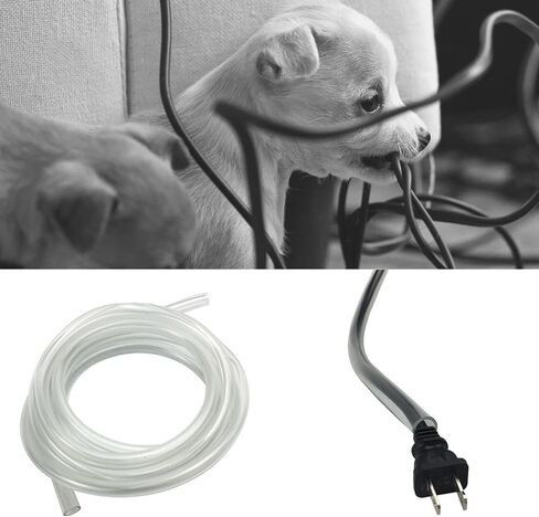 Clear Cord Cover Protects Your Cords and Keeps Your Pets Safe from Dangerous Wires, Durable, Cut to Size, Dog & Cat Protection from Chewing Cords, Cables, Wires (10ft) in Kuwait