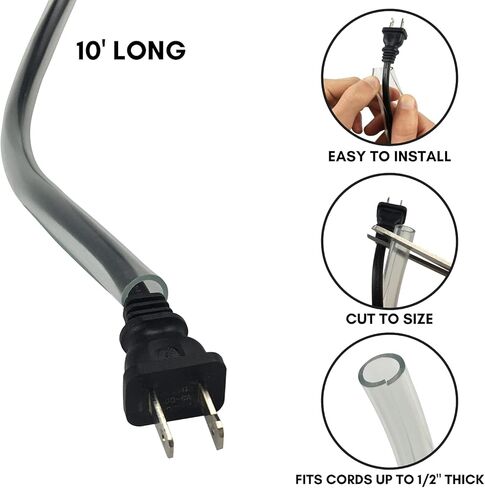 Clear Cord Cover Protects Your Cords and Keeps Your Pets Safe from Dangerous Wires, Durable, Cut to Size, Dog & Cat Protection from Chewing Cords, Cables, Wires (10ft) in Kuwait
