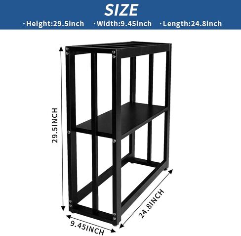 حامل حوض أسماك Fizgot سعة 20 جالونًا، حامل حوض أسماك معدني مزدوج الطبقة مع مساحة تخزين، 24.8 بوصة × 9.45 بوصة × 29.5 بوصة، حامل خزان زواحف مربي (أسود) in Kuwait