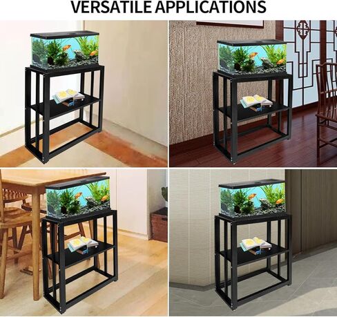 حامل حوض أسماك Fizgot سعة 20 جالونًا، حامل حوض أسماك معدني مزدوج الطبقة مع مساحة تخزين، 24.8 بوصة × 9.45 بوصة × 29.5 بوصة، حامل خزان زواحف مربي (أسود) in Kuwait