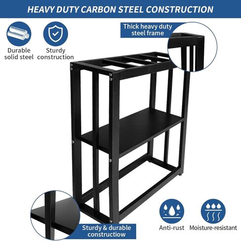 حامل حوض أسماك Fizgot سعة 20 جالونًا، حامل حوض أسماك معدني مزدوج الطبقة مع مساحة تخزين، 24.8 بوصة × 9.45 بوصة × 29.5 بوصة، حامل خزان زواحف مربي (أسود) in Kuwait