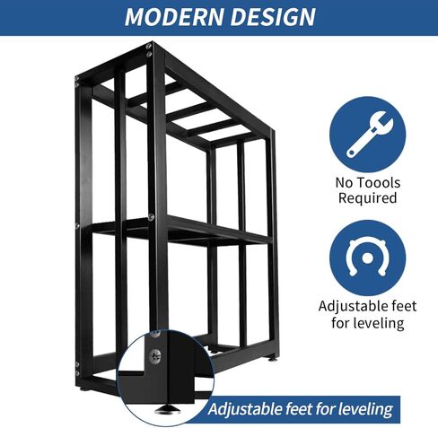 حامل حوض أسماك Fizgot سعة 20 جالونًا، حامل حوض أسماك معدني مزدوج الطبقة مع مساحة تخزين، 24.8 بوصة × 9.45 بوصة × 29.5 بوصة، حامل خزان زواحف مربي (أسود) in Kuwait