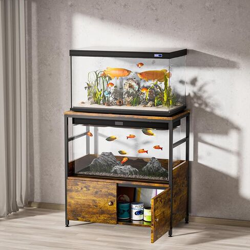 HOYRR Fish Tank Stand,Aquarium Stand,Three Tier Fish Tank Stand with Double door magnetic cabinet,10/20 Gallon Fish Tank Stand Bearable 1200 lbs,29.53" L x 15.75" W x 30.71" H in Kuwait