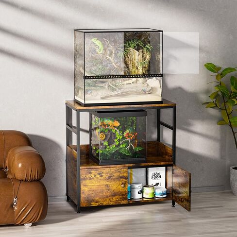 HOYRR Fish Tank Stand,Aquarium Stand,Three Tier Fish Tank Stand with Double door magnetic cabinet,10/20 Gallon Fish Tank Stand Bearable 1200 lbs,29.53" L x 15.75" W x 30.71" H in Kuwait