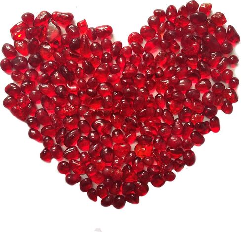 Red Glass Stones 1lb, Glass Gems for Vases Fillers, Irregular Smooth Glass Pebbles for Table Scatter, Aquarium Fish Tank, Gems Displaying, Outdoor Garden Landscaping in Kuwait