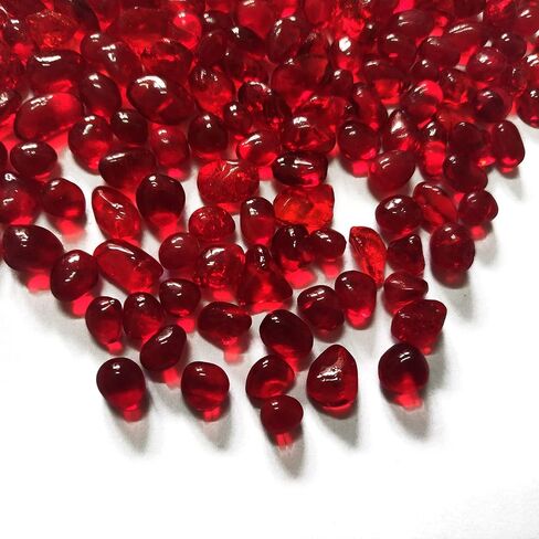 Red Glass Stones 1lb, Glass Gems for Vases Fillers, Irregular Smooth Glass Pebbles for Table Scatter, Aquarium Fish Tank, Gems Displaying, Outdoor Garden Landscaping in Kuwait