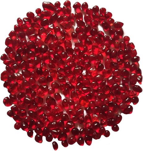 Red Glass Stones 1lb, Glass Gems for Vases Fillers, Irregular Smooth Glass Pebbles for Table Scatter, Aquarium Fish Tank, Gems Displaying, Outdoor Garden Landscaping in Kuwait