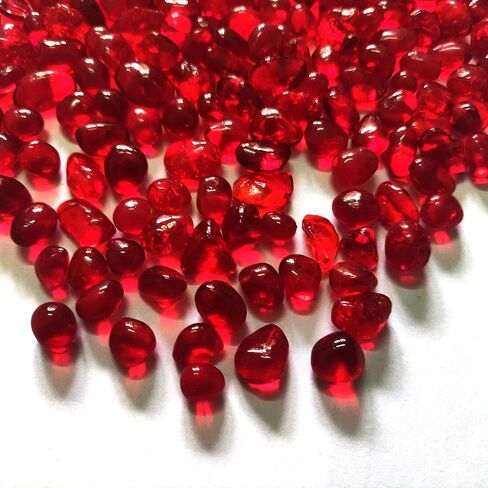 Red Glass Stones 1lb, Glass Gems for Vases Fillers, Irregular Smooth Glass Pebbles for Table Scatter, Aquarium Fish Tank, Gems Displaying, Outdoor Garden Landscaping in Kuwait