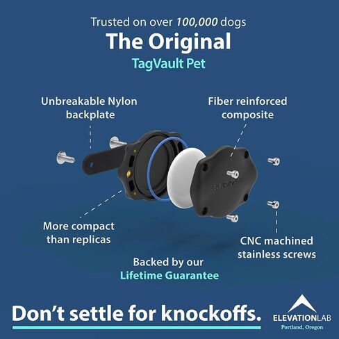 Elevation Lab AirTag Dog Collar Holder - Waterproof | Secure, Durable, Fits Any Collar Width, Doesn't Dangle, Comfortable in Kuwait