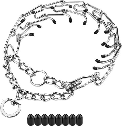 Prong Collars for Dogs, No Pull Dog Collar, Dog Training Collar for Large Medium Small Dogs, Stainless Steel Adjustable with Comfort Rubber Tips (Large, 4.0mm, 23.6-Inch) in Kuwait