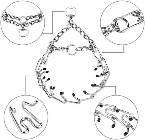 Prong Collars for Dogs, No Pull Dog Collar, Dog Training Collar for Large Medium Small Dogs, Stainless Steel Adjustable with Comfort Rubber Tips (Large, 4.0mm, 23.6-Inch) in Kuwait