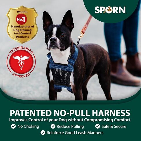 Sporn No Pull Dog Harness, Durable Nylon Mesh Harness for Large Dogs, No Choke Design, Padded Restraint Sleeves, Adjustable Fit, Easy On/Off, Large/XL for Extra Large Breeds, Black in Kuwait