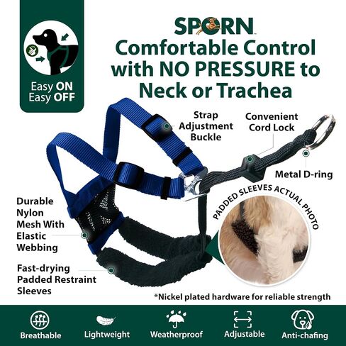 Sporn No Pull Dog Harness, Durable Nylon Mesh Harness for Large Dogs, No Choke Design, Padded Restraint Sleeves, Adjustable Fit, Easy On/Off, Large/XL for Extra Large Breeds, Black in Kuwait