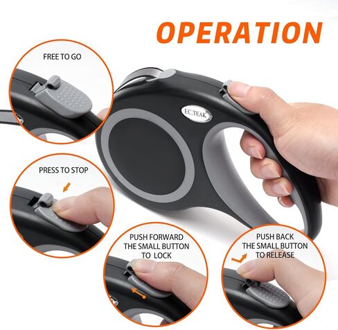 مقود الكلب القابل للسحب من EC.TEAK، مقود المشي للكلاب بطول 26 قدمًا للكلاب المتوسطة والكبيرة التي يصل وزنها إلى 110 رطل، زر واحد للكسر والقفل، شديد التحمل ولا يتشابك in Kuwait