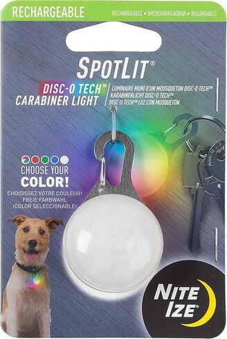 Nite Ize SpotLit XL ضوء حلقة تسلق قابل لإعادة الشحن - مشبك سلسلة مفاتيح مع ضوء LED - مشبك ضوء متغير اللون للياقات أو المفاتيح - قرص O Select in Saudi Arabia