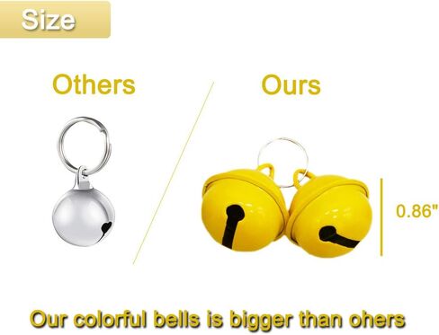 طوق باريوجوو 20 قطعة من أجراس الحيوانات الأليفة الملونة للقطط الكبيرة 2 سم جرس قوي عالي الصوت لتدريب الكلاب على استخدام المرحاض in Kuwait