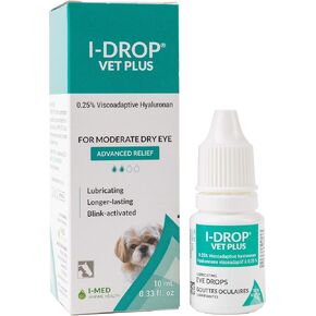 I-DROP VET PLUS: Pet Eye Drops for Dogs | Lubricate Acute/Seasonal Dry Eyes | Superior Comfort | Long-lasting Relief | Fewer Application Needed, 0.25% Hyaluronan | Multi dose Bottle | One Bottle 10 ml in Saudi Arabia