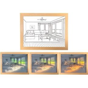 Adjustable Lighting Painting Decoration, 3-Color LED Acrylic Light Painting Decoration, Experience Light and Shadow The Art of Photo Frame Create a Magical Atmosphere for Wall Art Home Decor (A) in Saudi Arabia