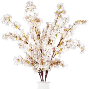 Sggvecsy Cherry Flower Branches Plum Blossom Artificial Flowers Branches 39 Inch Branches Flowers Tree Stems for Home Wedding Party Decor (3 Pcs, Pink)