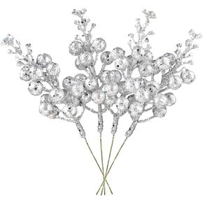 DearHouse 14 Pack Christmas Glitter Berries Stems, 7.8Inch Artificial Christmas Picks for Christmas Tree Ornaments, DIY Xmas Wreath, Crafts, Holiday and Home Decor (Light Blue) in Kuwait