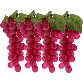 4 Bunches Artificial Plastic Fake Black Grapes with Vines Garland Decoration Winery Farmhouse Table Fruit Model Handmade Photography Props
