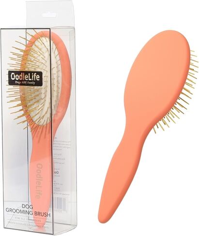 فرشاة OodleLife Pet Grooming Detangler Pin للكلاب لتساقط وإزالة الفراء السائب، خشب ممتاز خفيف الوزن مع دبابيس مطلية بالذهب للشعر الطويل (فرشاة دبوس للكلاب) in Kuwait