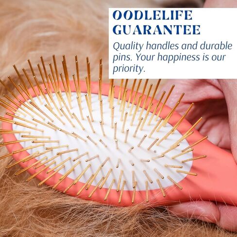 فرشاة OodleLife Pet Grooming Detangler Pin للكلاب لتساقط وإزالة الفراء السائب، خشب ممتاز خفيف الوزن مع دبابيس مطلية بالذهب للشعر الطويل (فرشاة دبوس للكلاب) in Kuwait