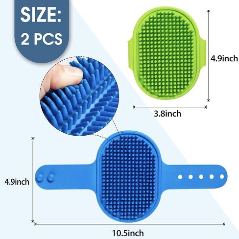 Dog Grooming Brush, Lilpep Pet Shampoo Bath Brush Soothing Massage Rubber Comb with Adjustable Ring Handle for Long Short Haired Dogs and Cats (Blue+Green, pack of 2) in Saudi Arabia