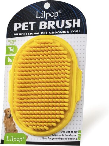 Dog Grooming Brush, Lilpep Pet Shampoo Bath Brush Soothing Massage Rubber Comb with Adjustable Ring Handle for Long Short Haired Dogs and Cats (Blue+Green, pack of 2) in Saudi Arabia