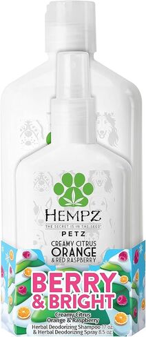 شامبو الكلاب هيمبز بيتز (17 أونصة) وكولونيا (8.5 أونصة) - شامبو إزالة الروائح الكريهة من الحمضيات والبرتقال والتوت الأحمر والأعشاب للكلاب وعطور إزالة الروائح الكريهة للكلاب ورذاذ مرطب للكلاب ذات الرائحة الكريهة. in Kuwait