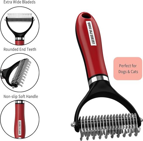 فرشاة ZofuRun للكلاب للتساقط، تساقط وإزالة الصبغة على الوجهين، فرشاة للعناية بالحيوانات الأليفة، فرشاة تنظيف القطط، مشط مشط للطبقة السفلية للكلاب والقطط in Kuwait