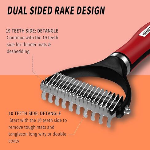 فرشاة ZofuRun للكلاب للتساقط، تساقط وإزالة الصبغة على الوجهين، فرشاة للعناية بالحيوانات الأليفة، فرشاة تنظيف القطط، مشط مشط للطبقة السفلية للكلاب والقطط in Kuwait