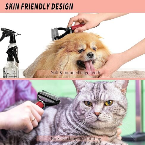 فرشاة ZofuRun للكلاب للتساقط، تساقط وإزالة الصبغة على الوجهين، فرشاة للعناية بالحيوانات الأليفة، فرشاة تنظيف القطط، مشط مشط للطبقة السفلية للكلاب والقطط in Kuwait