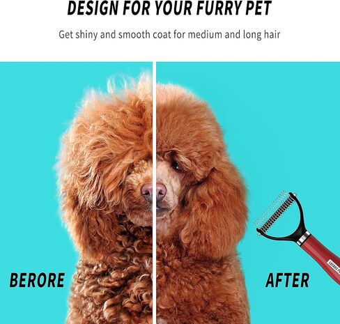 فرشاة ZofuRun للكلاب للتساقط، تساقط وإزالة الصبغة على الوجهين، فرشاة للعناية بالحيوانات الأليفة، فرشاة تنظيف القطط، مشط مشط للطبقة السفلية للكلاب والقطط in Kuwait