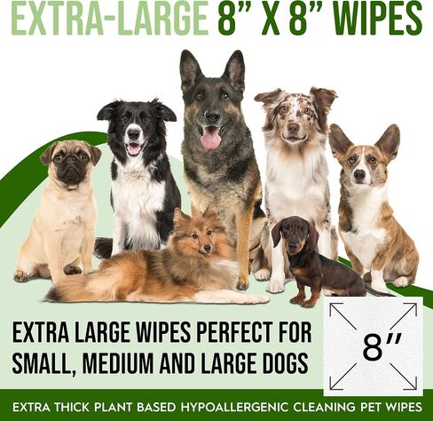 Dog Wipes for Paws and Butt Ears Eyes | Organic Pet Wipes for Dogs | Dog Wipes Cleaning Deodorizing | Extra Thick Paw Wipes for Dogs Cats Pets in Saudi Arabia