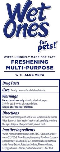 Wet Ones for Cats Freshening Wipes with Aloe Vera, Fresh Scent, 50 Count in Kuwait
